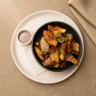 Papas Rotas Con Salsa De La Casa Con Lactonesa Del Día